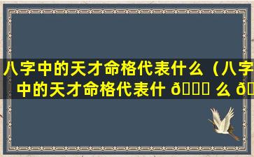 八字中的天才命格代表什么（八字中的天才命格代表什 🐎 么 🌲 意思）